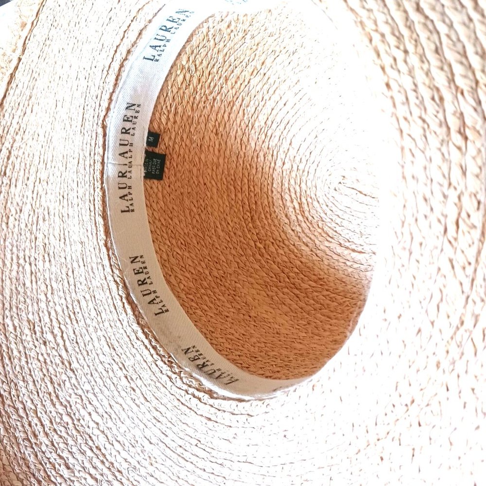 Ralph Lauren Natural Straw Hat Floppy Beach Wide Brim Sun Hat Sz M - Picture 5 of 6